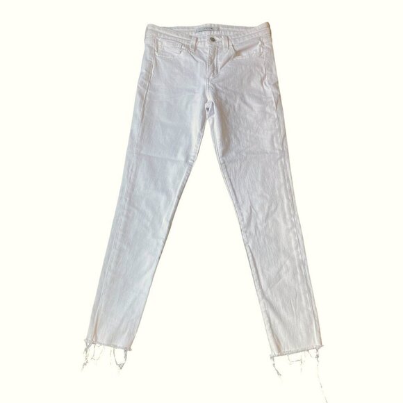 Joe's Jeans - White High Rise Ankle Skinny Raw Hem Jeans - Size 28 - Picture 2 of 8